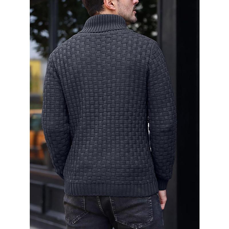 Men's Lapel Business Knitted Sweater Fashion Elastic Pullover Bottom Sweater