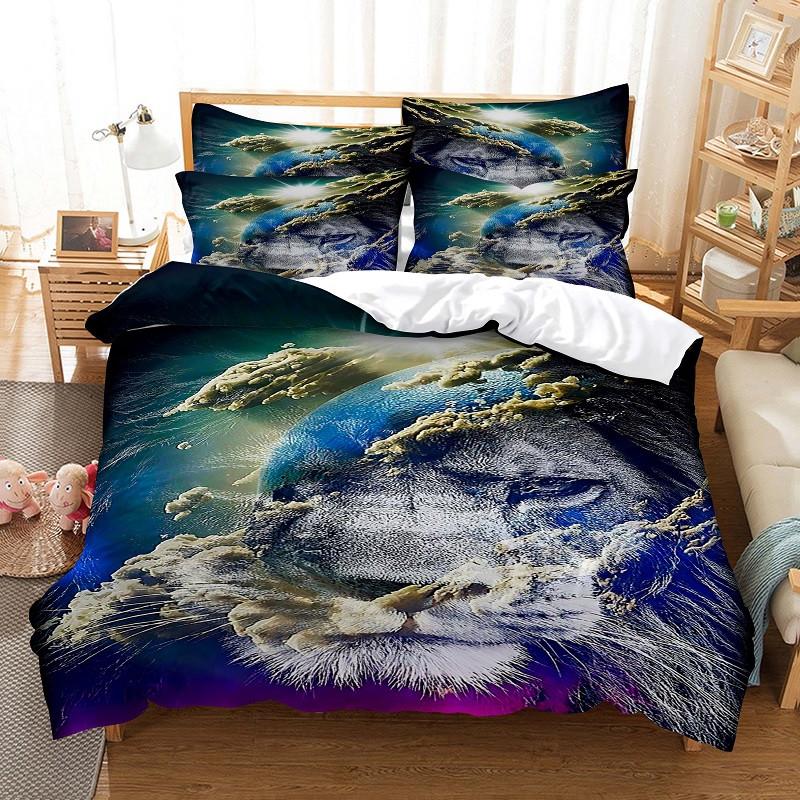Löwe Bettwäsche-Set Bettbezug-Set 3D Bettwäsche Digitaldruck Bettwäsche Queen Size Bettwäsche-Set Modedesign