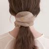 Halden Big Sheer Logo Pendant Scrunchie (H022_beige)