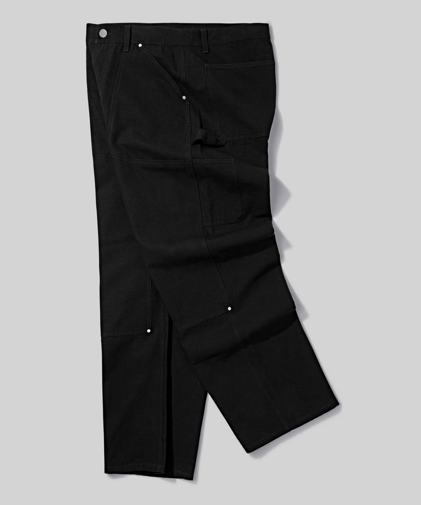 Beodeonteu Double Layer Carpenter Wide Cotton Pants [Black]