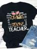 Teacher Tshirt Leopard Apple With Inspirational Words Graphic Short Sleeve Tops All Season Casual Wear Trendy Streetwear