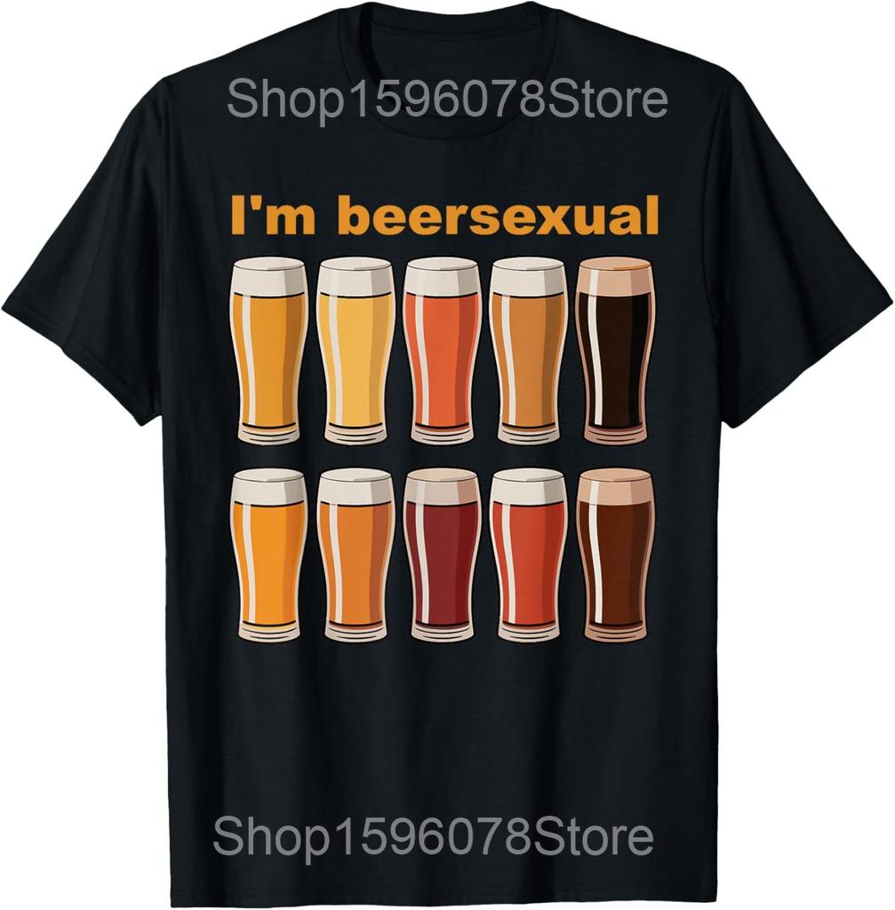 I'm Beersexual Beer Drinking LGBTQ Pride Funny Beer Lover's T Shirts Men Cotton Streetwear Short Sleeve Unisex Loose Clothing