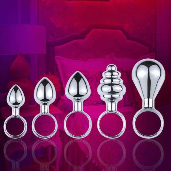 Mini Anal Stopper Stainless Steel Butt Stopper with Pull Ring for Beginners Small Metal Anal Training Sex Toy for Adult Men Women