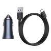Kfz-Ladegerät Baseus Golden Contactor Pro, USB + USB-C, QC4.0+, PD, SCP, 40W (Grau) + USB-zu-USB-C-Kabel 1M (Schwarz)