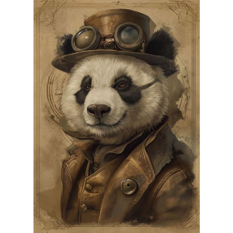 Steampunk Animals Cheetah Panda Rabbit Tiger Cat Canvas Painting Nordic Posters Print Wall Art for Living Room Home Decor