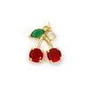 1 Piece Brass Charms 18K Gold Plated Red Cherry Fruit Cubic Zirconia Pendants For Necklace Bracelet Earrings Jewelry Making