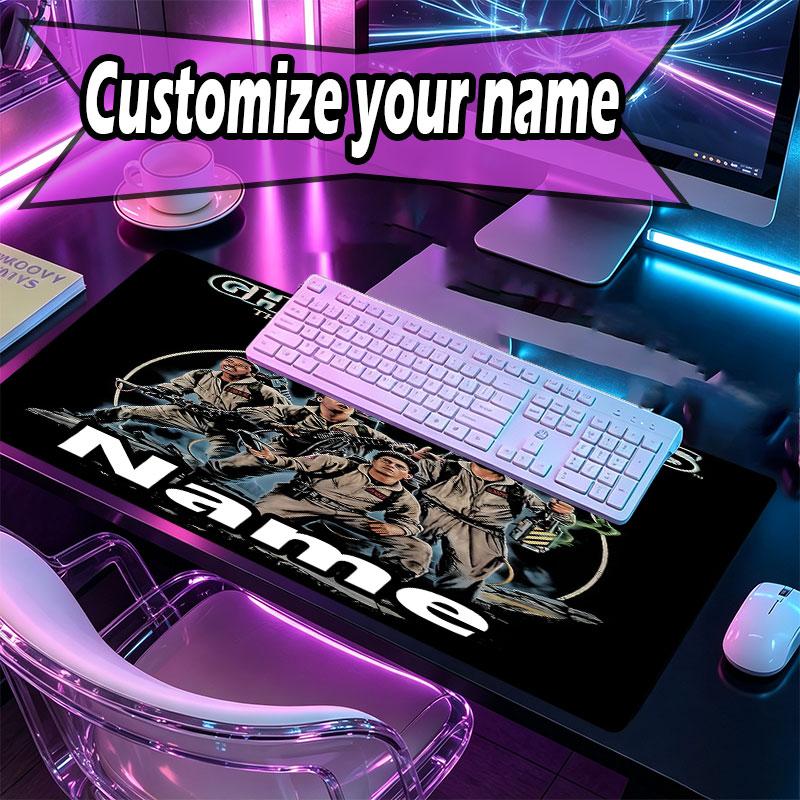 Custom Name Personalized Ghostbusters Pattern Mousepad, Laptop PC Desk Mat, Decorative Desk Mat for Home Keyboard Pad Gift