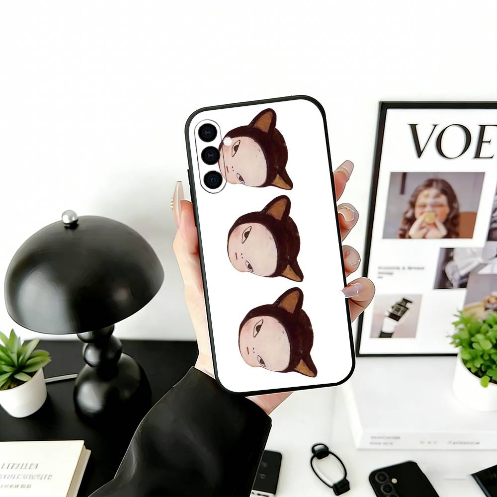 Art of Japan Y-Yoshitomo Nara Phone Case For Samsung Galaxy A73,A72,A71,A70,A53,A52,A51,Soft Silicone Black Cover