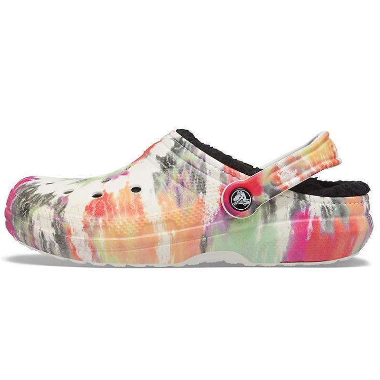 Crocs Classic Tie-Dye Lined Clog Black Multi Men Sneakers 206341-0C4