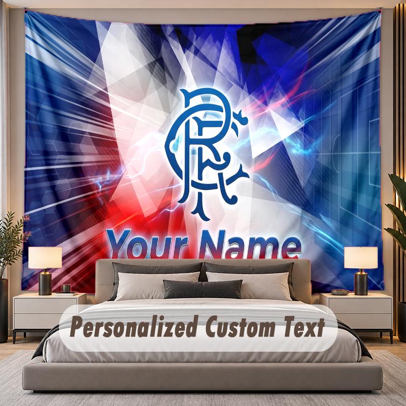 Custom Name Text Tapestry Rangers FC Personalized Polyester Wall Tapestry For Bedroom And Room