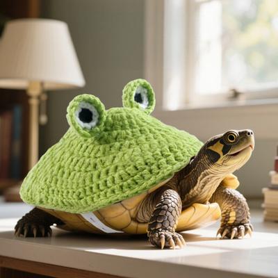 Yousheng Turtle Sweater Handmade Knitted Warm Turtle Outfit Cartoon Frog Design Costume with Adjustable Strap for Turtles Tortoises Halloween Cosplay