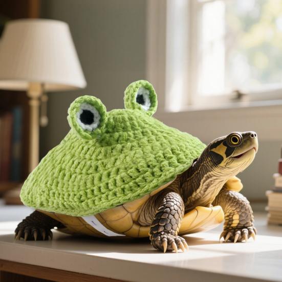 Yousheng Turtle Sweater Handmade Knitted Warm Turtle Outfit Cartoon Frog Design Costume with Adjustable Strap for Turtles Tortoises Halloween Cosplay