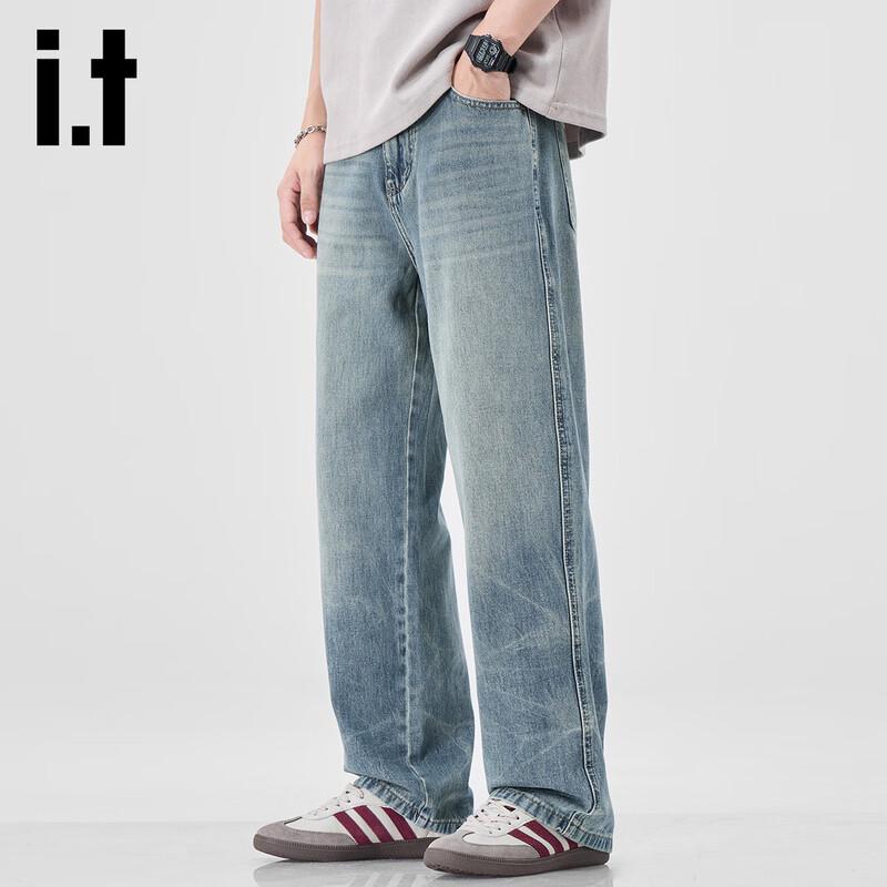 izzue it Men's Loose Straight-Leg Jeans