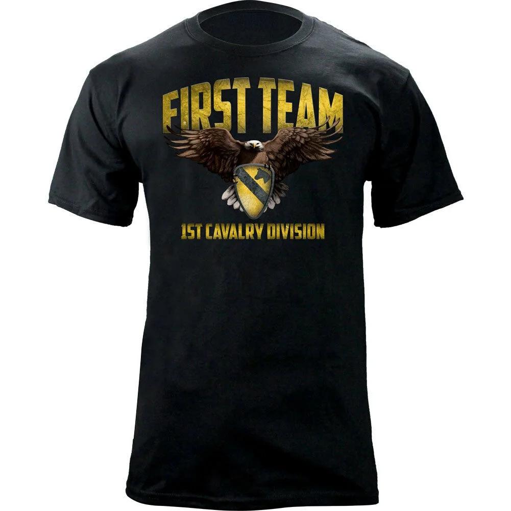 US Army First Cavalry Division Eagle and Shield Badge Veterans T-Shirt 100% Cotton O-Neck Short Sleeve Casual Mens T-shirt - ... S разноцветный