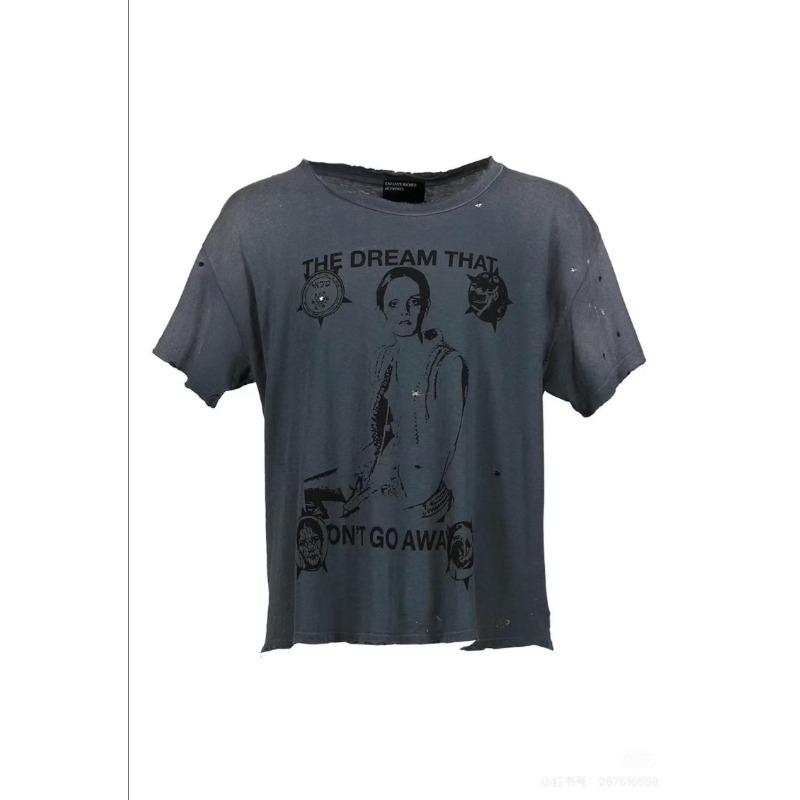 Letter printing retro portrait American tide brand loose men's and women's casual short-sleeved T-shirt tide