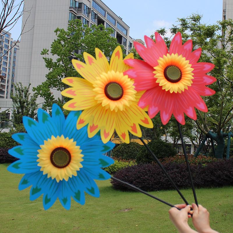 36CM Children's Seven-Color Sunflower Pinwheel Toy - Outdoor Decoration
