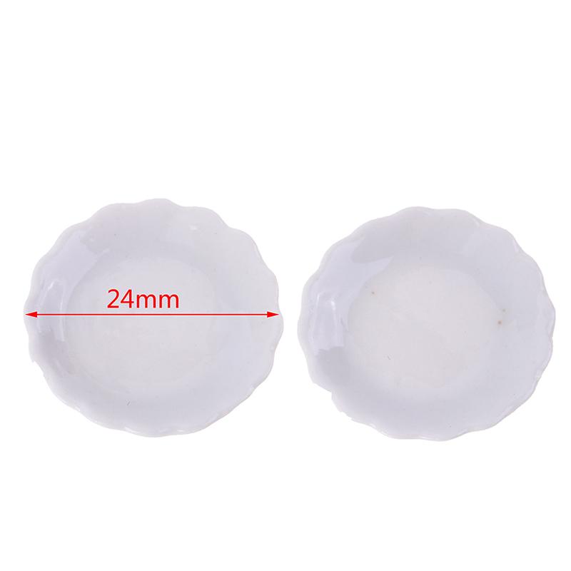 2Pcs 1:12 Dollhouse Miniature Ceramic Plate Dessert Lace Dish Tableware DecorToy