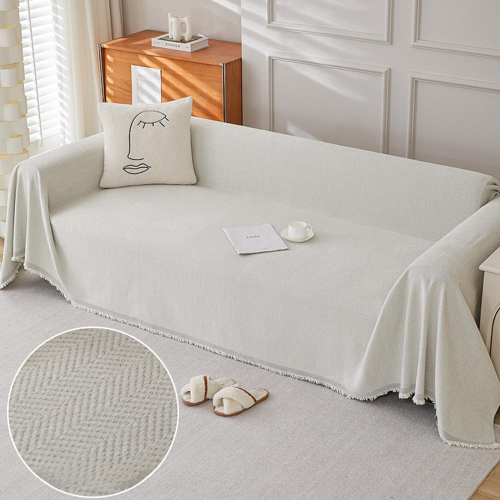 Herringbone Chenille Sofa Towel Full Cover Cloth Ins Style Light Luxury High-Grade Sofa Cushion Four Seasons Universal Sofa Cover