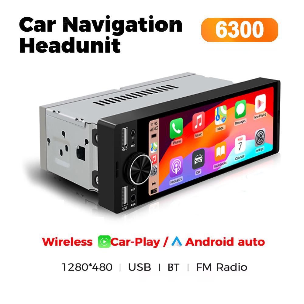 

6.36-Inch Universal 1DIN MP5 Car Radio Support Wireless Carplay Android AUTO AUX USB SWC BT Touch Screen Multimedia Video Playe