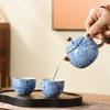 Ru Kiln Travel Tea Set One Pot Four Cups With Gift Box Outdoor Portable Tea Pot Ceramic Business Gifts