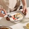 Cute Bear Shaped 304 Stainless Steel Bowls With Wooden Handle Korean Style Noodle Salad Dessert Bowl 500ML