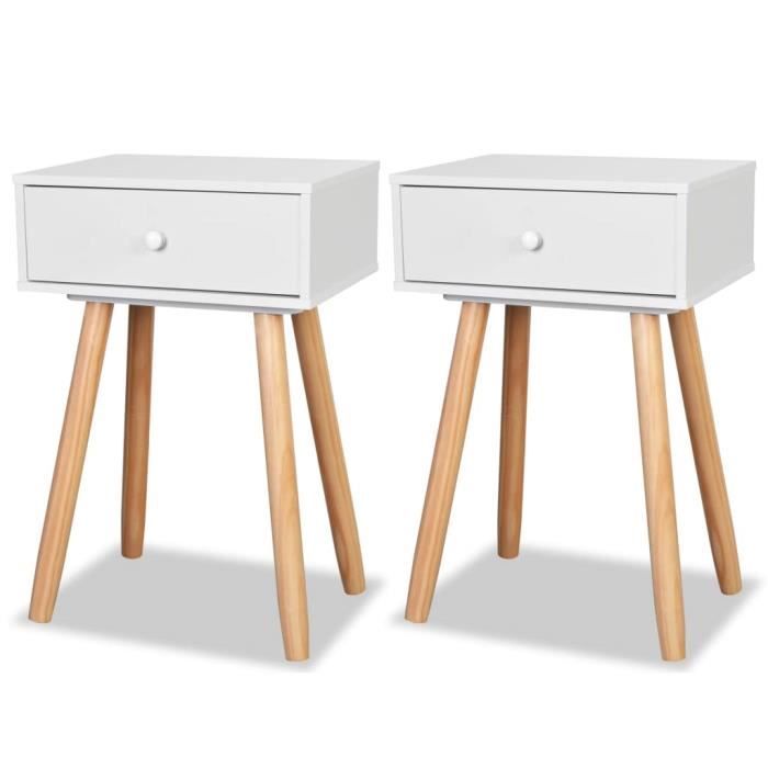 VidaXL Table de chevet 2 pcs Bois de pin massif 40 x 30 x 61 cm Blanc