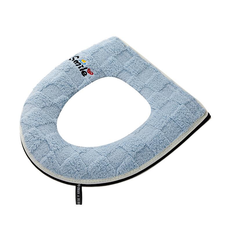 Grid Thickened Toilet Seat, Household All Season Waterproof and Dirt Resistant Sticker Toilet Cover синий