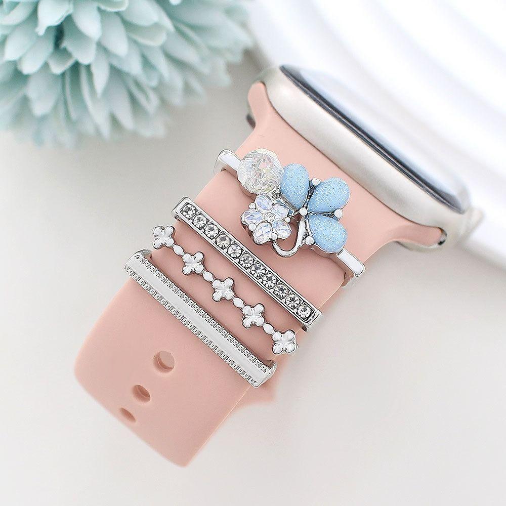 4Pcs Diamond Decorative Ring Metal Wristbelt Charms for Apple Watch Band for Apple Watch Band