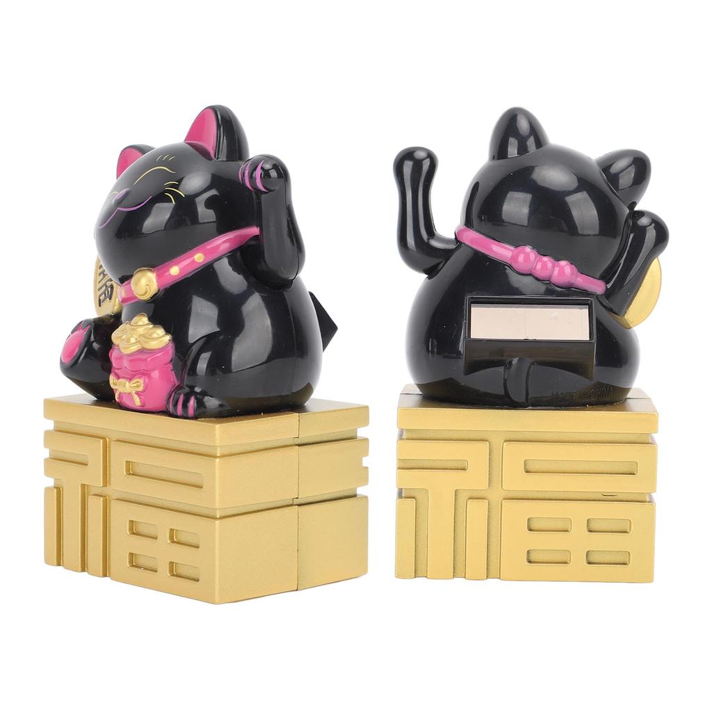 Glückliche Katze Statue Winken Arm Solar Powered Glück Winken Chinesischen Feng Shui Desktop Decor 4in