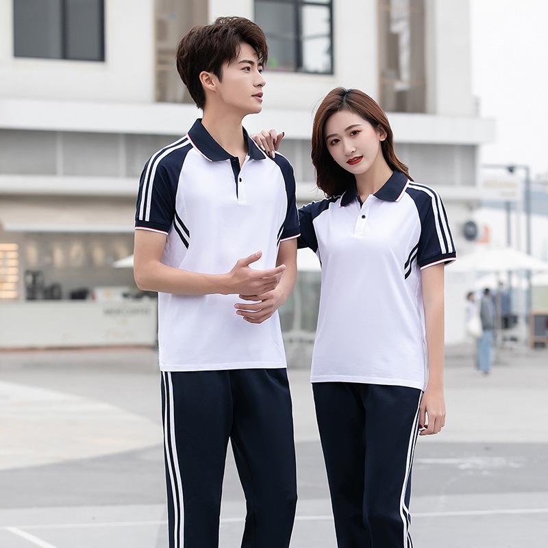 Summer Academy School Uniform Set: Junior & High School Short Sleeve T-shirt and Sportswear
