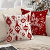 1/4 Pcs Red Christmas Pillowcase Snowflake Christmas Ball Pendant Pattern Cushion Cover Winter Holiday Home Decoration
