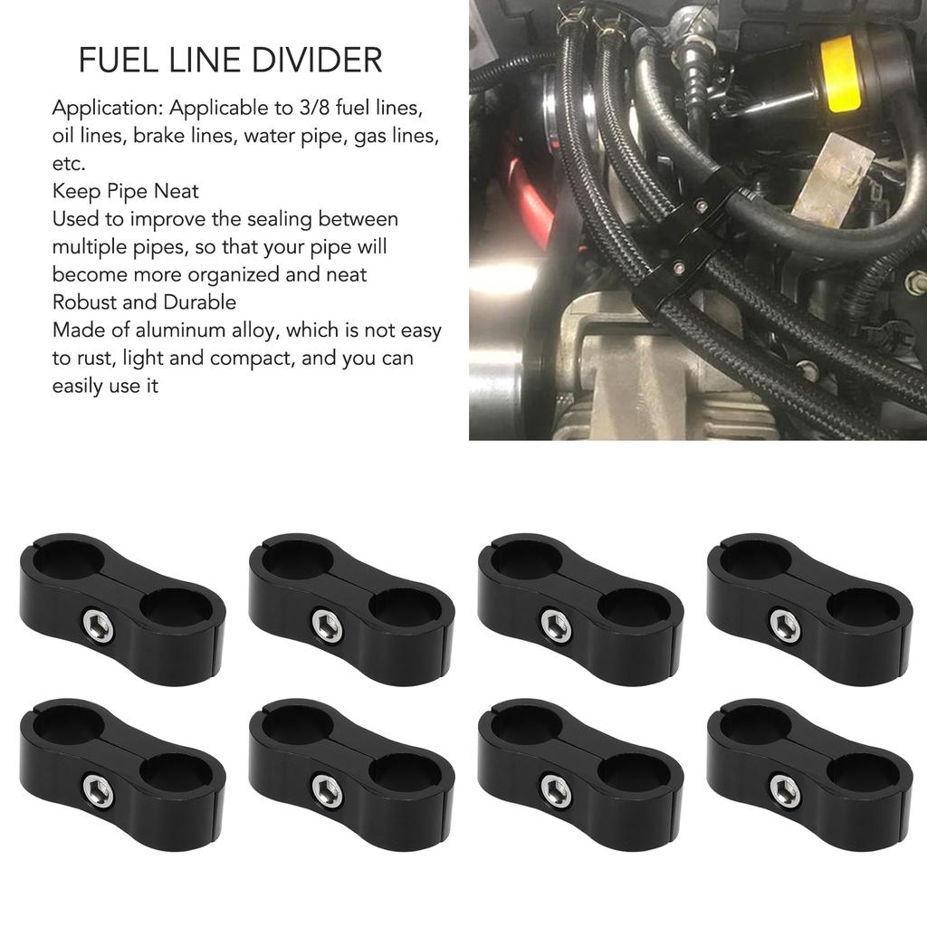 10 ks 6AN oddělovací svorka hadice z hliníkové slitiny oddělovač palivového potrubí pro 3/8 palivové olejové brzdové potrubí a spojku vodovodního potrubí