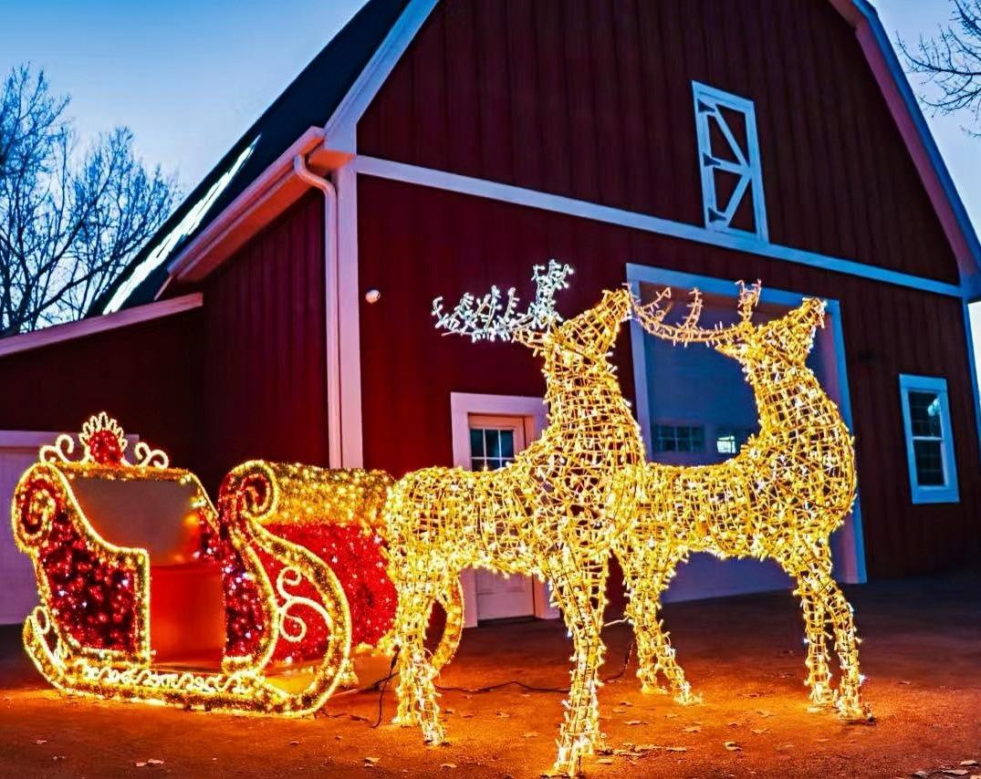 LED Christmas Sleigh and Deer Lights, IP65 Waterproof Decorative Holiday Lighting