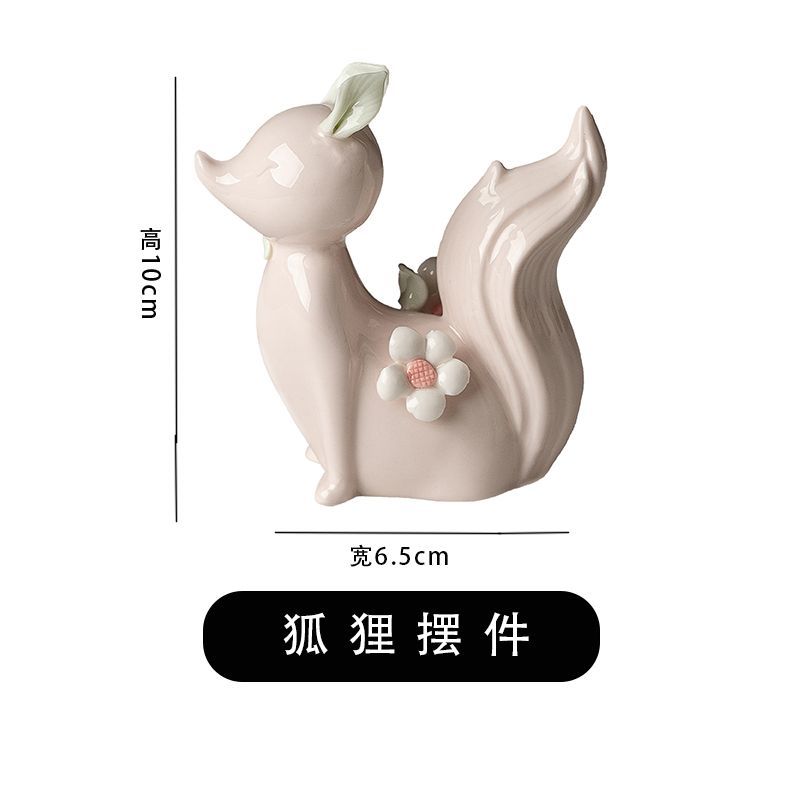

Chinese-style Ceramic Fox Ornaments, Home Decorations, Housewarming Gifts, Tabletops, Living Room Flower Arrangement Ornaments