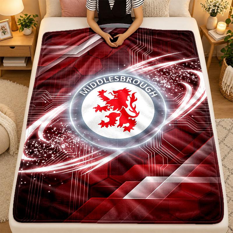Flannel BlanketMiddlesbrough Football Warm Soft Throw Blanket for Indoor Sofa Bed Living Room Use