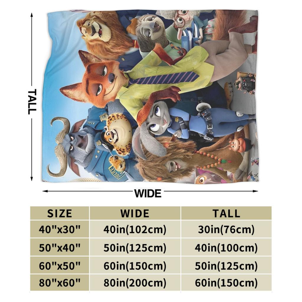 Anime Zootopia Cartoon Blanket  Soft Warm Comfortable Plush Throw Blanket For Home Decor Travel Flannel Bedspread Bed Cover