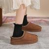 Low-barrel Snow Boots Women's Autumn and Winter Flat-bottomed Bag Head Half-tray Lazy Woman with Cotton Shoes