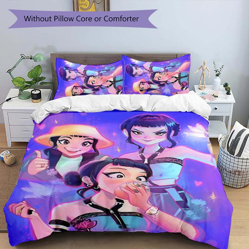 KPOP Hunter Juego de Cama de 3 Piezas Funda Nórdica Cierre Incluye 1 Funda Nórdica y 2 Fundas de Almohada para Todas las Estaciones Dormitorio Hogar Decoración de Dormitorio Universitario