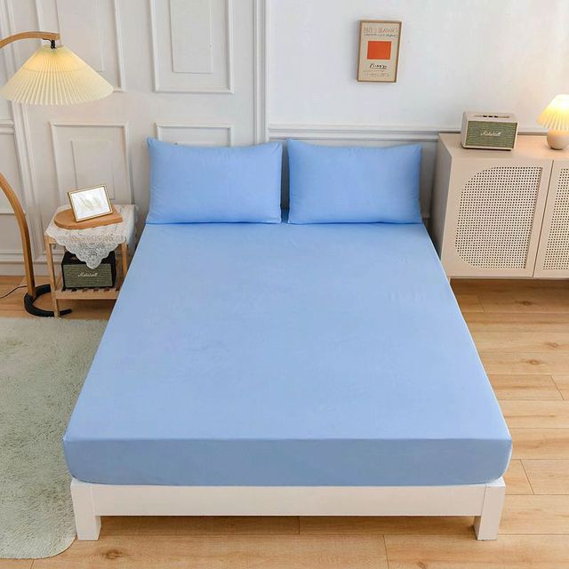 Solid Color Fitted Sheet Single And Double Bed Sheet Simple High -Grade Bed Sheets Soft Mattress Cover Sheet Protector