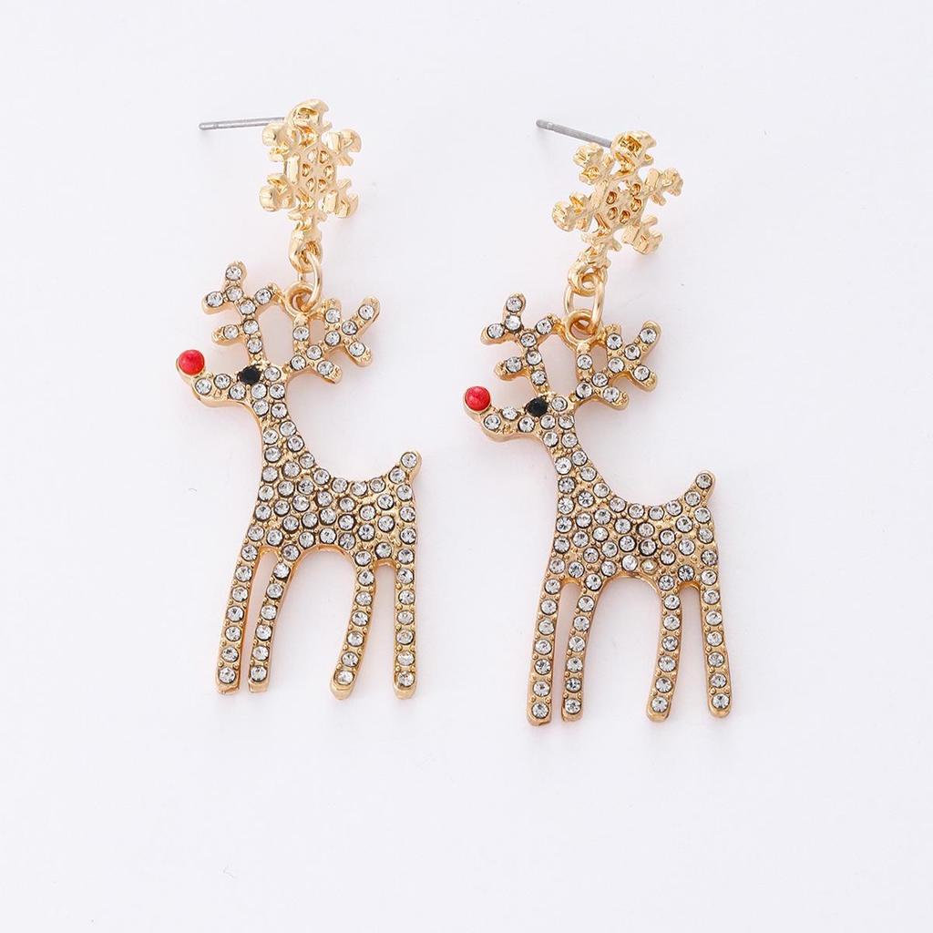 2024 Luxury Rhinestone Snowflake Elk Earrings - High-End Christmas Fashion