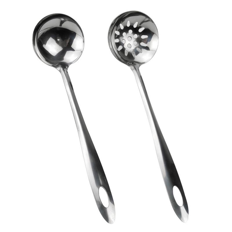 Large Stainless Steel Slotted Spoon for Serving or Drinking Soup, Long Handle for Hot Pot & Porridge
