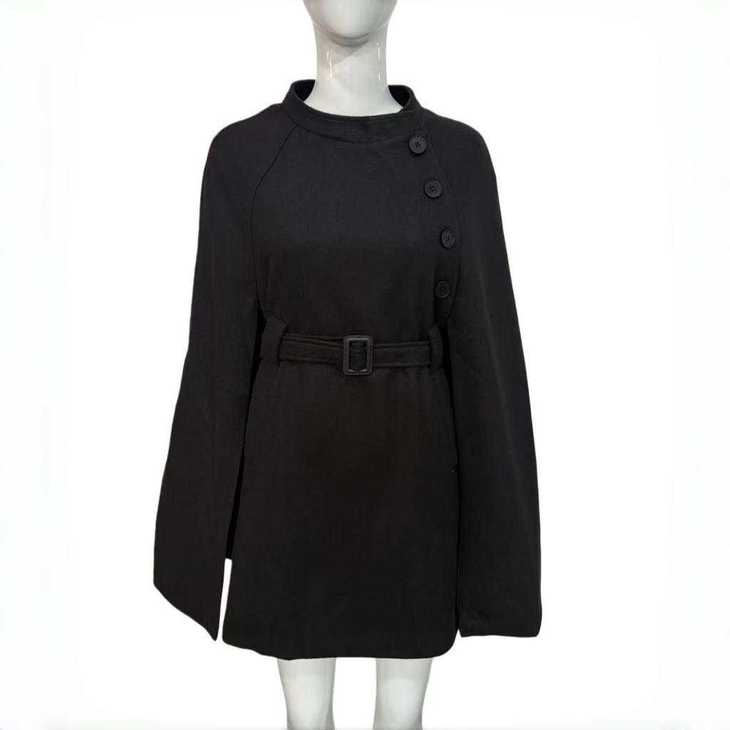 Autumn and Winter New French Celebrity Temperament Medium and Long Cape Woolen Shawl Woolen Coat Coat Women's Fashion