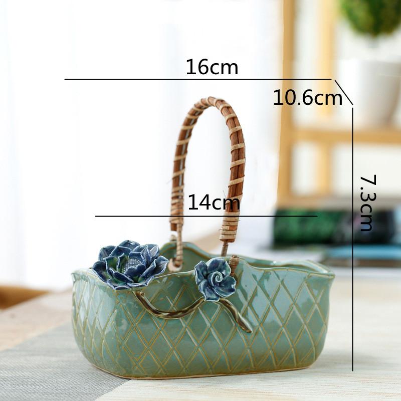 Rattan Hand Blumenkorb Vase Sukkulenten Pflanztöpfe Blumentopf Steinzeug Korb Garten Hof Dekorative Accessoires Vasen Töpfe