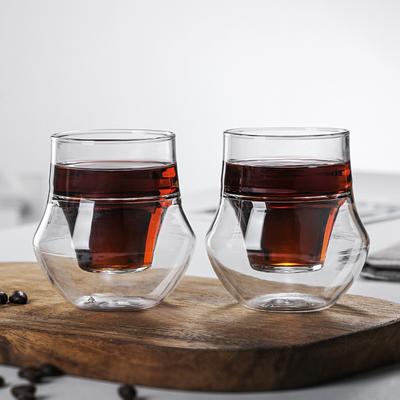 New Single Port Double-layer Glass Coffee Cup, Small Capacity 100ml Teacup Double-layer Upper and Lower Double Cups