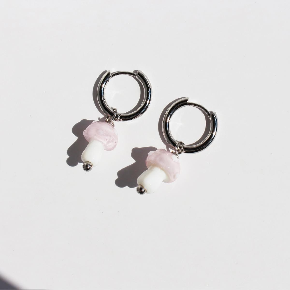 

Забавные серьги-грибы в горошек, звездочки, женские, цвета допамина, глазурованные, маленькие серьги, серьги 62