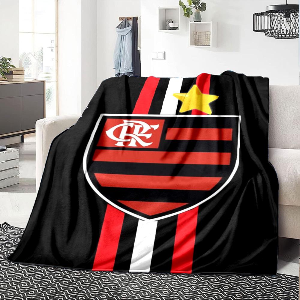 Flamengo logo Print Flannel Blanket High Quality Warm Comfortable Cover for All Seasons Perfect for Gifts Home Decor