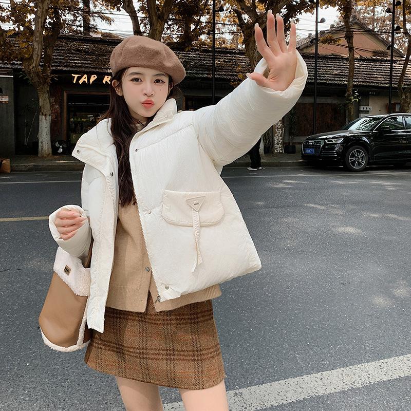 2025 Short Bread Jacket Korean Cotton Jacket Women's Thickened Stand-up Collar Warm Casual Versatile Temperament Winter Coat