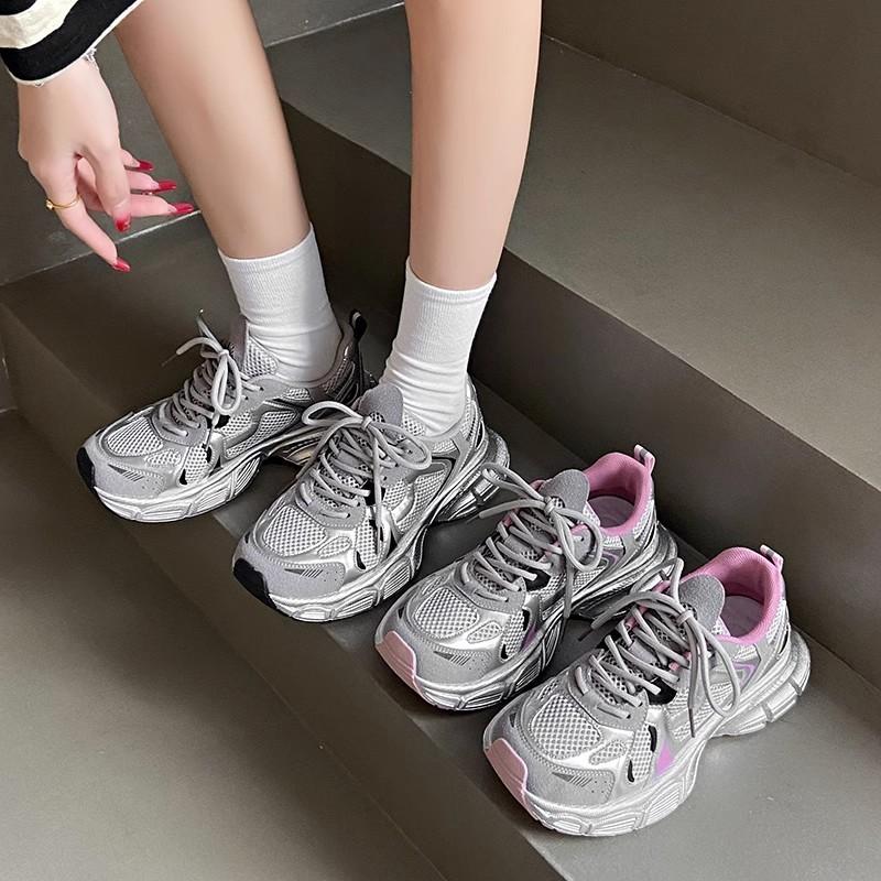 Sneakers Women Platform Flat Shoes Gray Casual Trainers Ladies Chunky Sneakers Woman Shoes Womens Zapatillas Mujer D253