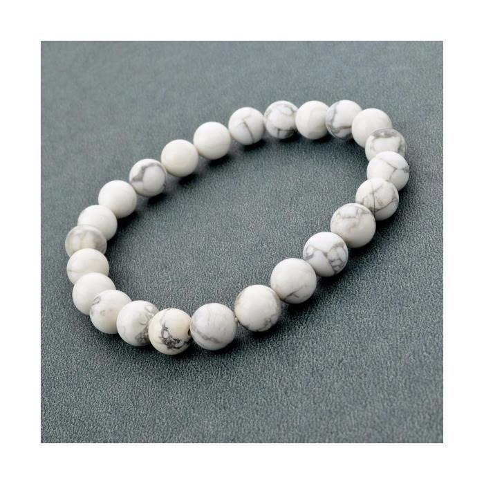 Armband - Lithotherapie - Natuurlijke Howliet - Elastisch - Verankering - Ontspanning