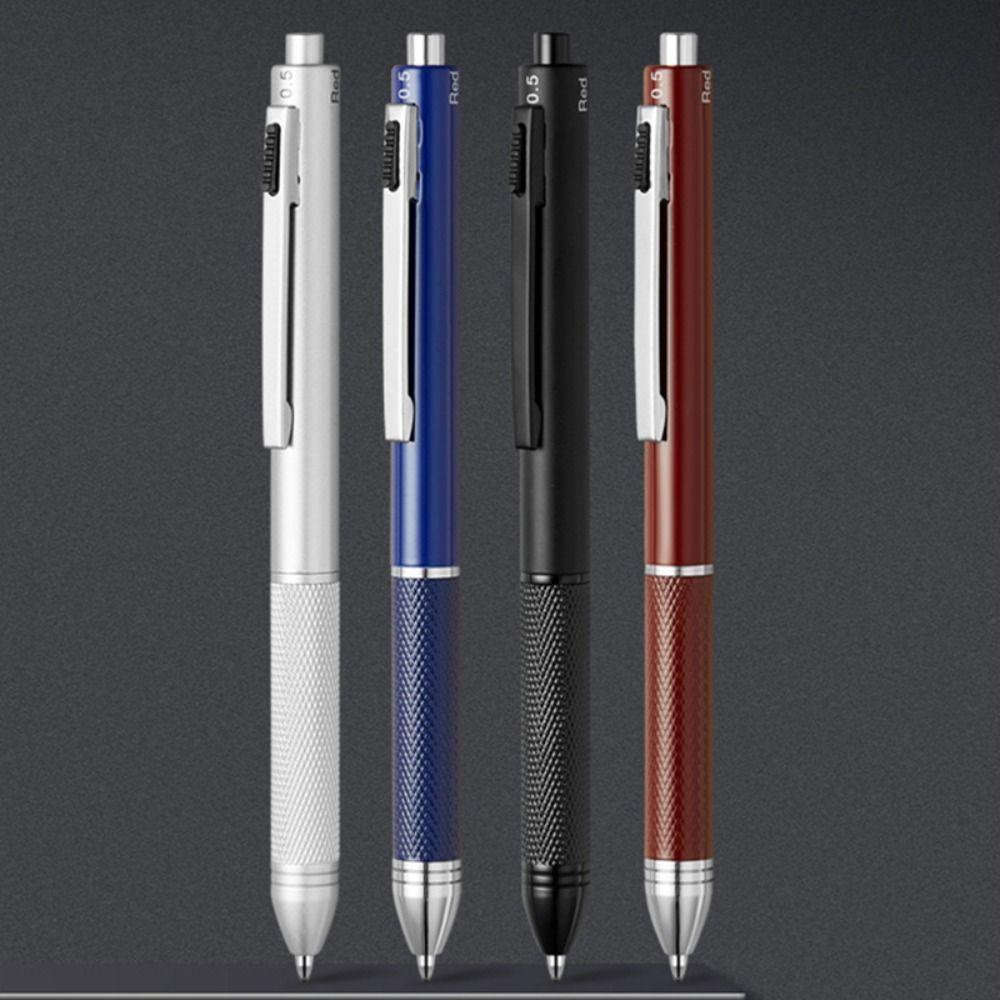 4-in-1 3-Farben-Kugelschreiber Metall 0,5 mm Mechanischer Bleistift Nachfüllbar Schreibstift Geschenk